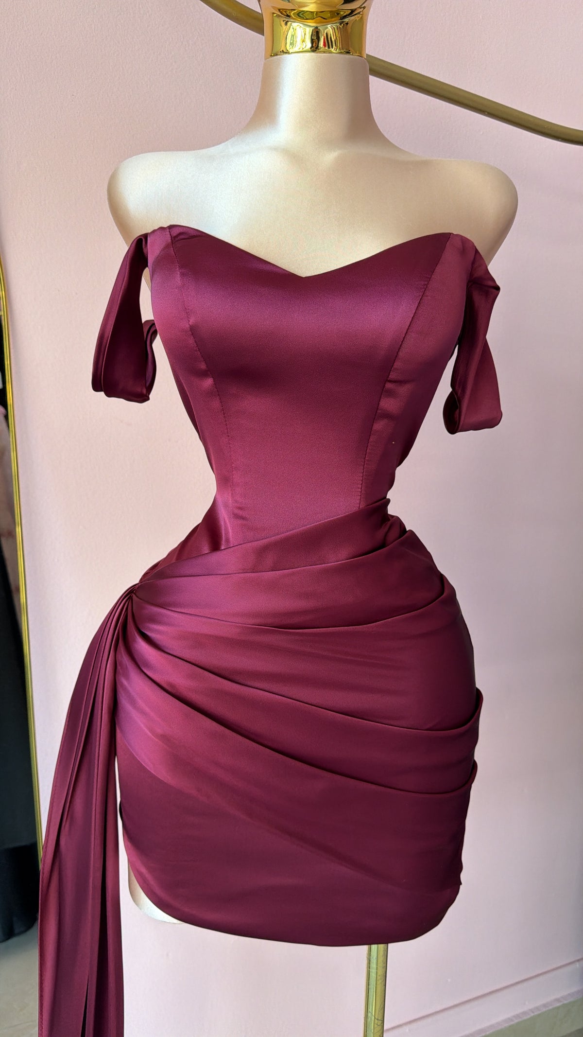 Satin burgundy dress