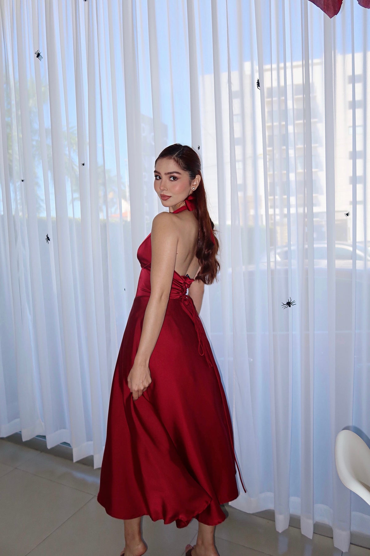 Vestido Satinado Burgundy