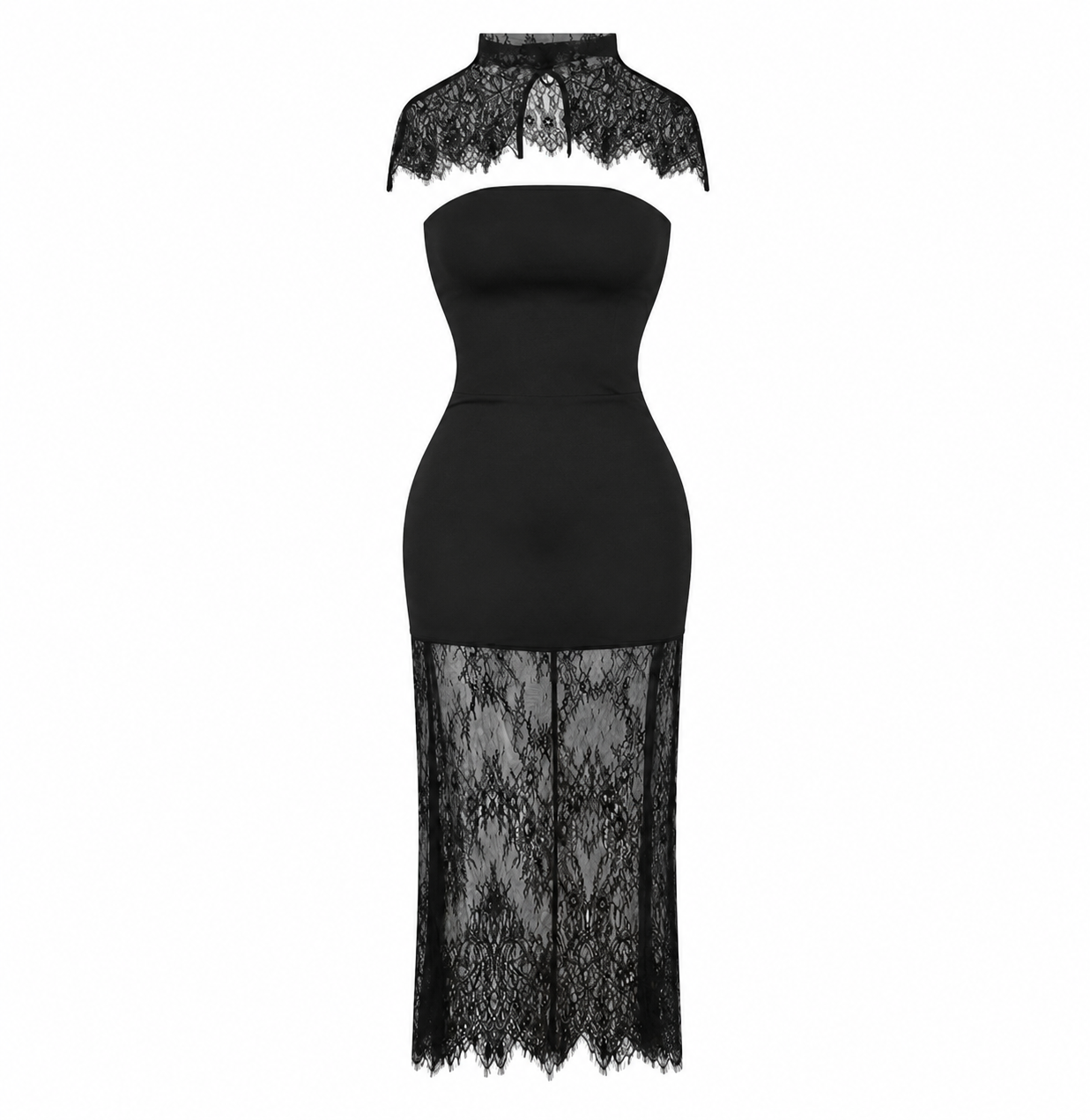 Noir Lace Midi Dress