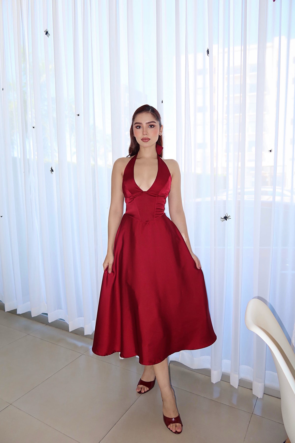 Vestido Satinado Burgundy