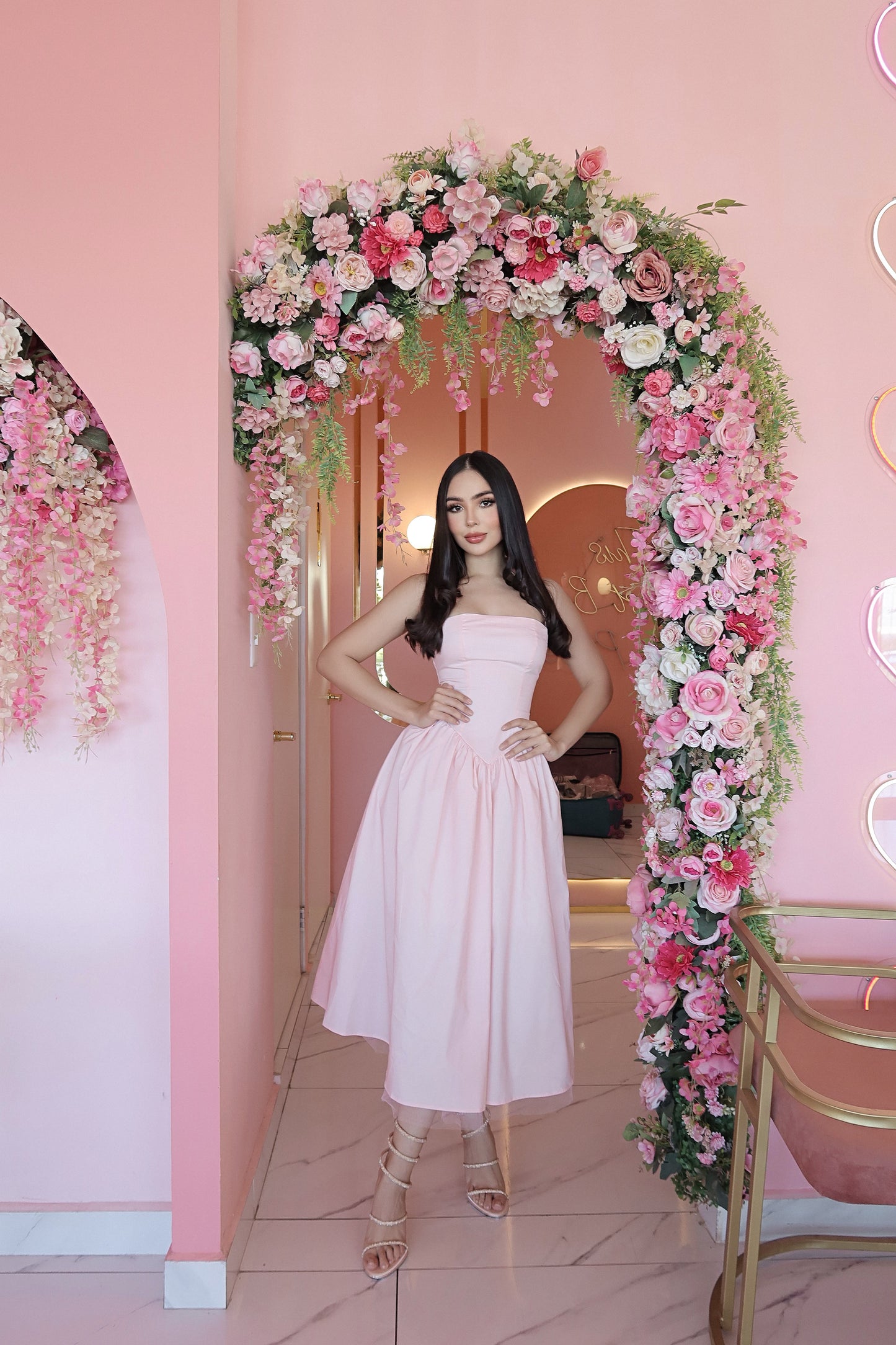 Pink midi dress