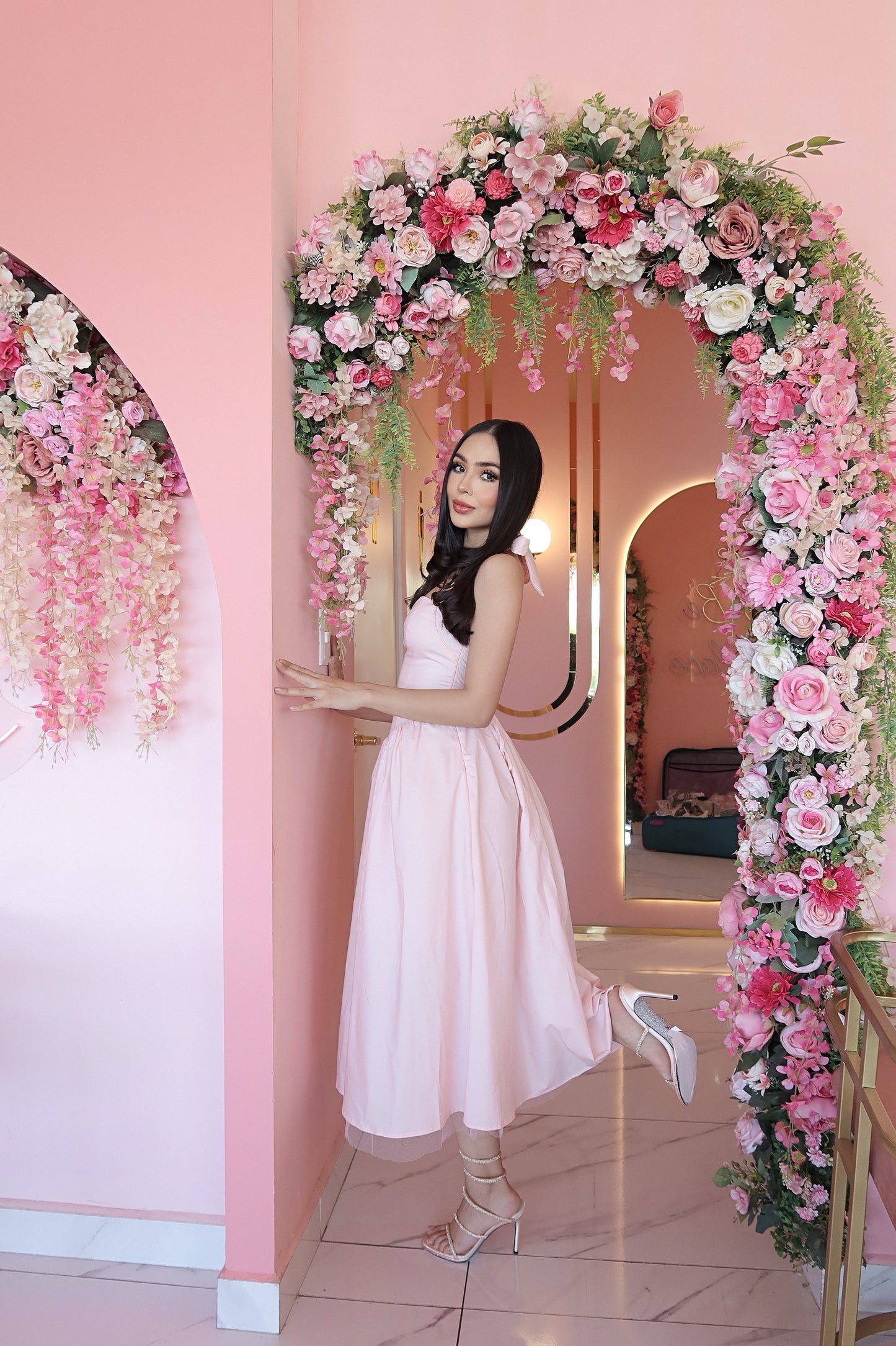 Pink midi dress