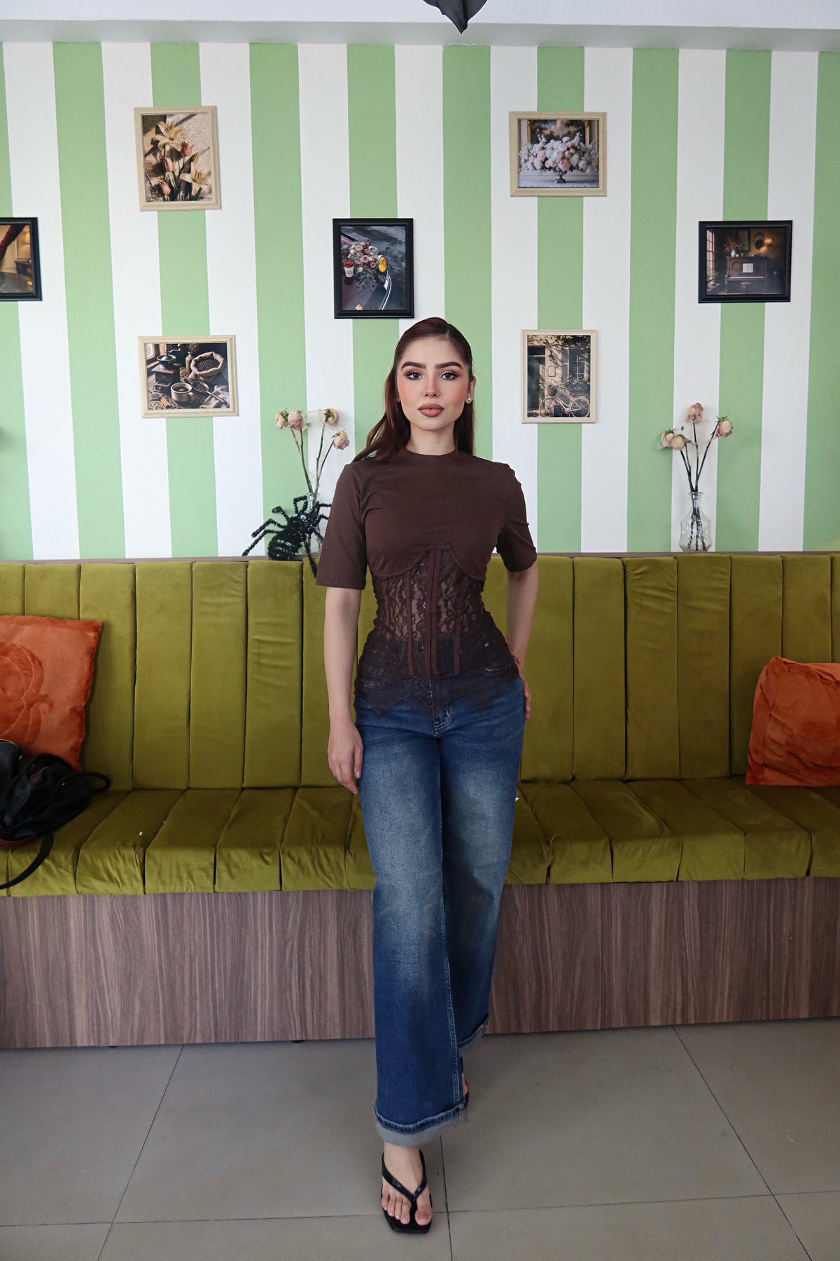Blusa corset coffe