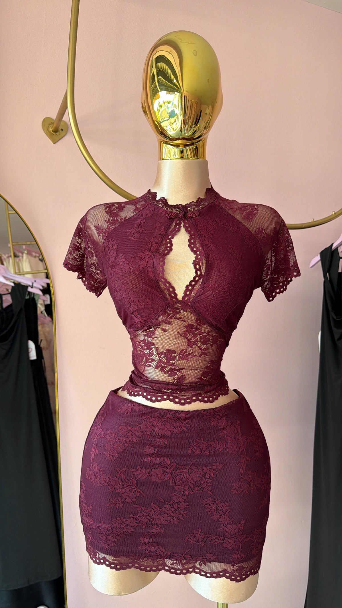 Burgundy lace set
