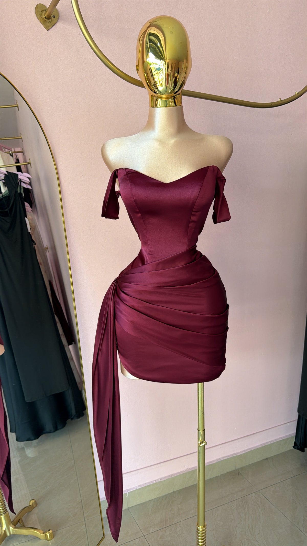 Satin burgundy dress