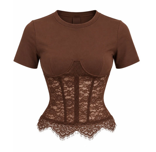 Blusa corset coffe