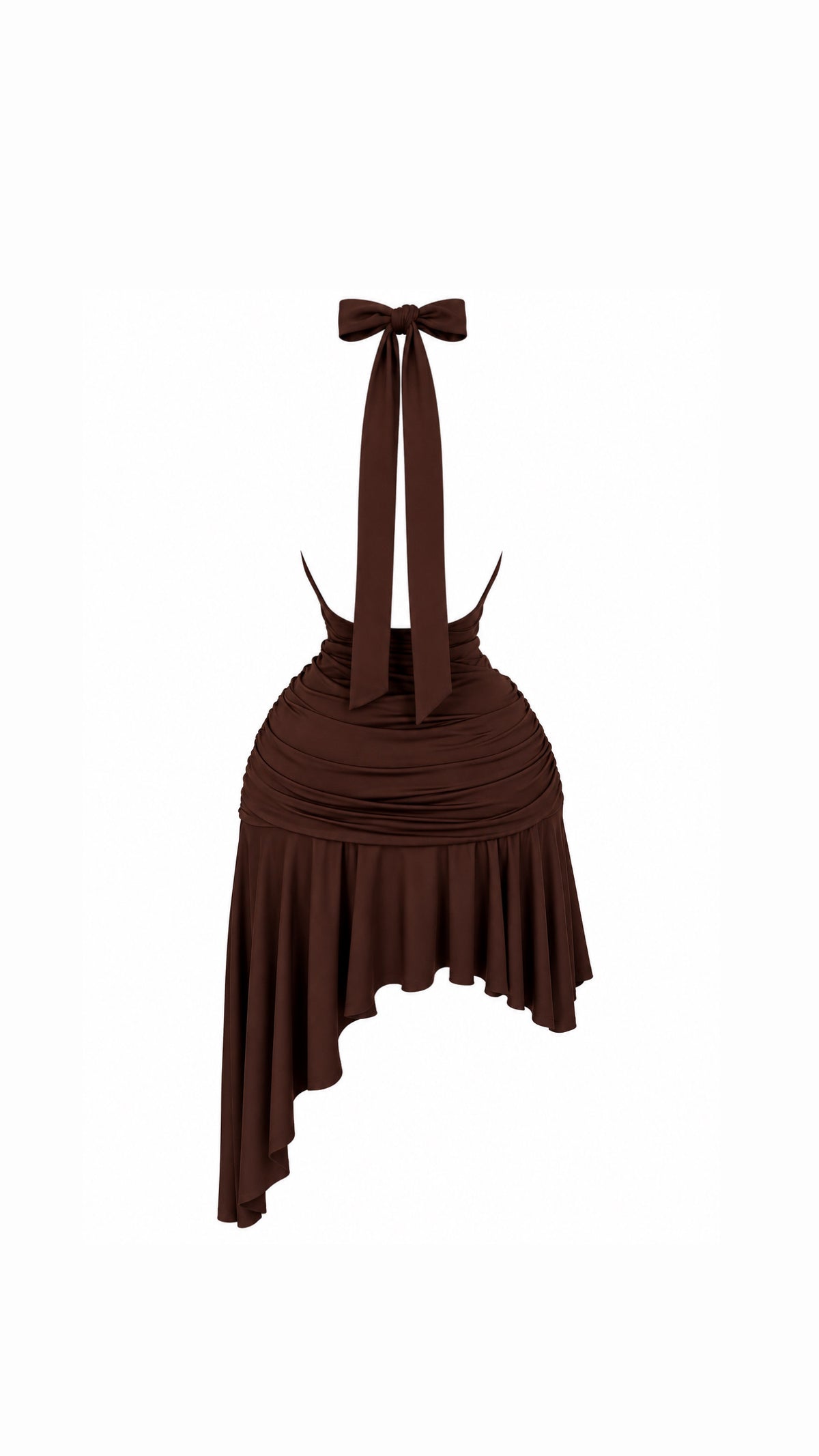 Chocolate Halter Ruched Dress