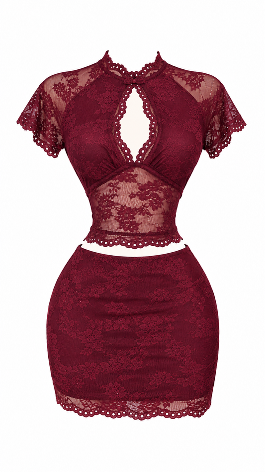 Burgundy lace set